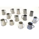 A collection of Pewter beer tankards, including several 20thC Sheffield examples and a 19thC tankard