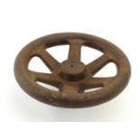 An early - mid 20thC carved wooden steering wheel. Approx. 9" diameter Please Note - we do not