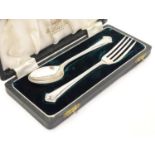 A silver Christening set comprising spoon and fork, hallmarked Birmingham 1959, maker Elkington &