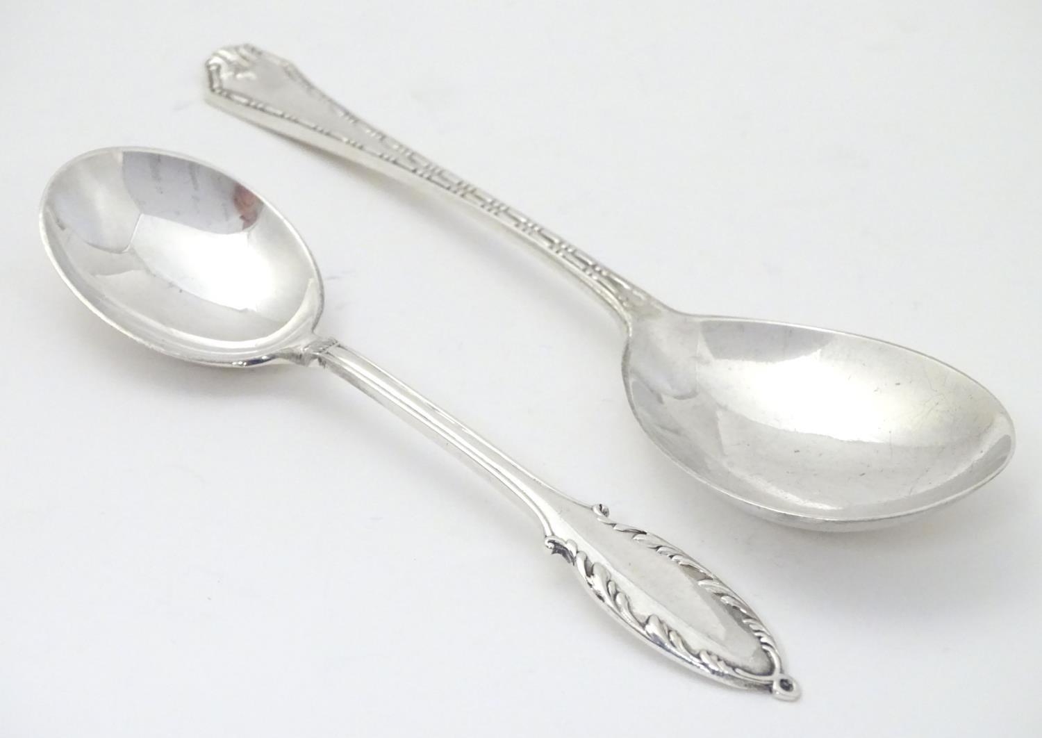 Two silver jam / preserve spoons one hallmarked London 1928 maker Deakin & Francis, the other - Image 4 of 7