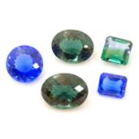 5 assorted blue / green stones. Unmounted. The largest approx 1" long Please Note - we do not make