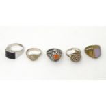 Assorted rings including a silver example (5) Please Note - we do not make reference to the