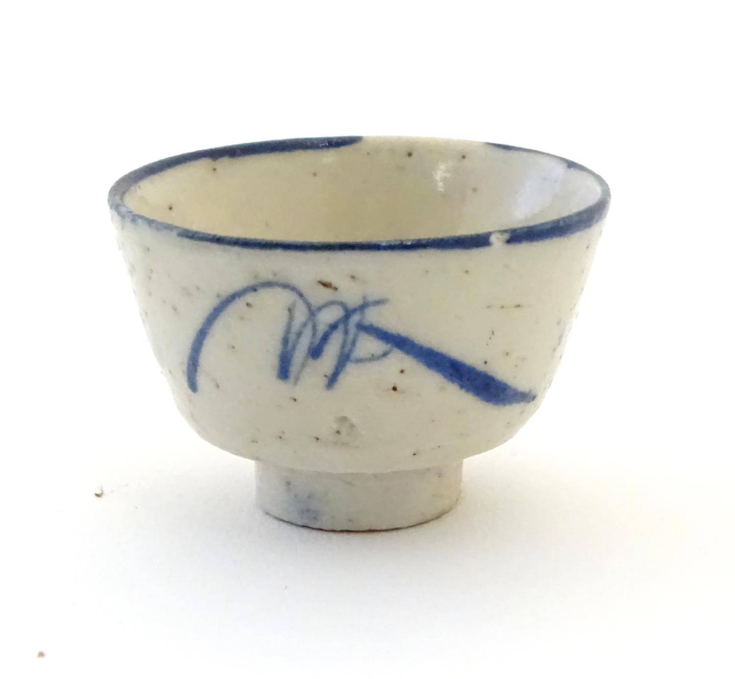 Three assorted Oriental blue and white wares to include sake cup, tea bowls etc. Character marks - Image 12 of 12