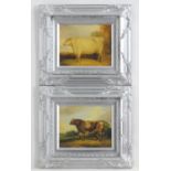After John Vine (1808-1867), Colour prints, A pair, Portrait of a prize cow in a landscape.