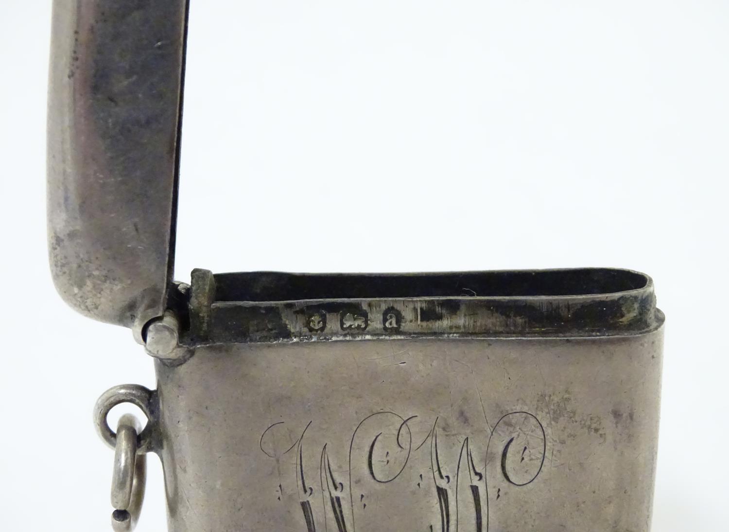 A silver vesta case. Hallmarked Birmingham 1900 maker Joseph Gloster. 1 3/4" x 1 1/34" Please Note - - Image 5 of 6