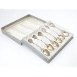 6 Oriental teaspoons with bamboo decoration to handles surmounted by character mark to handle.