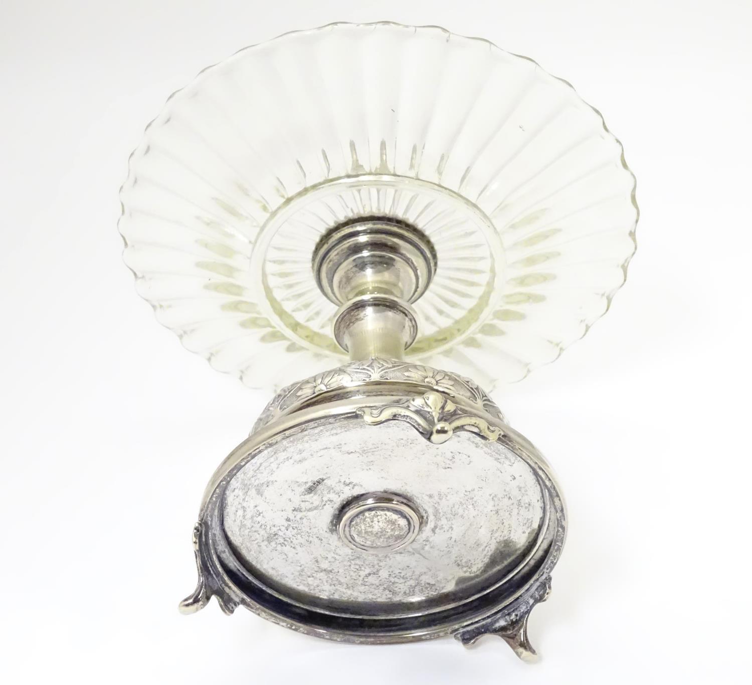 A late 19thC / early 20thC silver plate and glass centre piece with provision for epergne glass - Image 6 of 8
