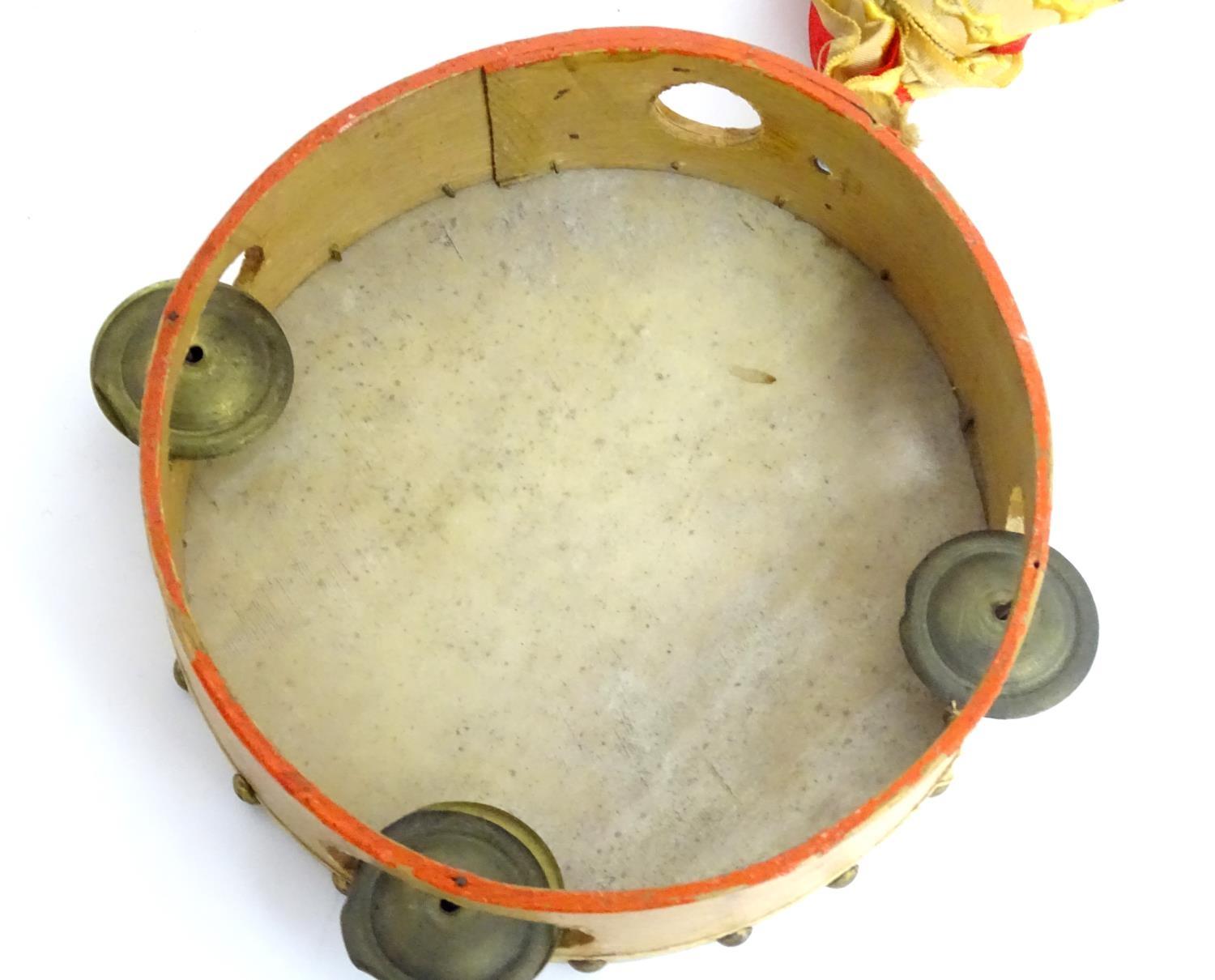 Musical Instrument: a mid 20thC Zim Gar conga drum, 21 tall , together with a small tambourine - Image 6 of 7