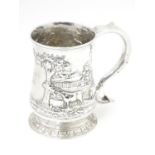 A George III provincial silver tankard, hallmarked Newcastle 1760-68, maker James Kirkup. With later