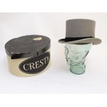 A grey felt top hat in size 7, marked 'Woodrow Piccadilly London', together with an oval 'Cresta'