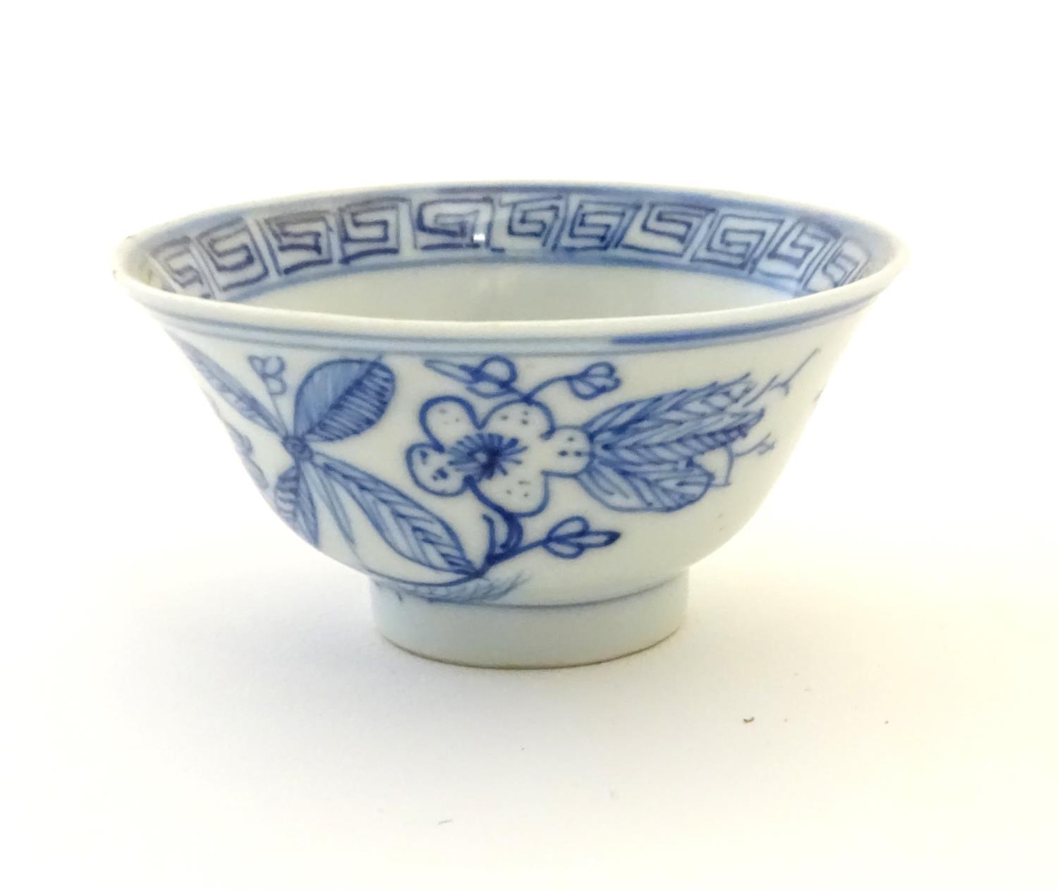 Three assorted Oriental blue and white wares to include sake cup, tea bowls etc. Character marks - Image 6 of 12