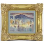 A 20th century watercolour depicting Hong Kong harbour. Ascribed verso 1994. Approx. 7 3/4" x 9 3/4"