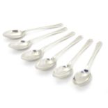 A set of six silver teaspoons with shell decoration to reverse of bowls, hallmarked Sheffield 1956