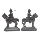 Two cast iron doorstops formed as military figures on horseback. Approx 10" high Please Note - we do