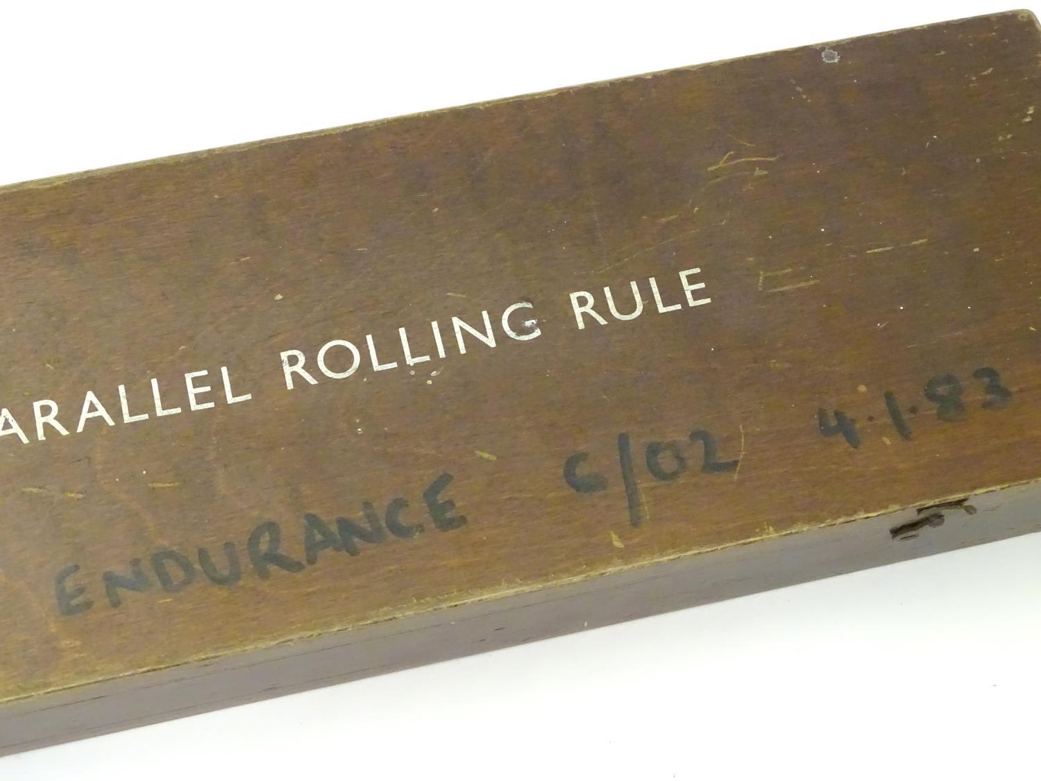Militaria: a mid to late 20thC cased naval navigational parallel rolling rule, the case marked ' - Image 2 of 6