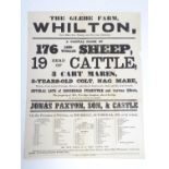 A Victorian auction advertising poster, The Glebe Farm, Whilton, Northants: livestock and horses,