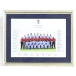 Cricket : a framed squad photograph of the England Test Squad, v. West Indies 2009, bearing the