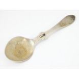 A silver fiddle pattern jam / preserve spoon, hallmarked Sheffield 1939, maker Roberts & Belk. 5 1/