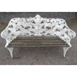 Architectural, salvage & garden: a 20thC aluminium bench in the style of Coalbrookdale (fern &