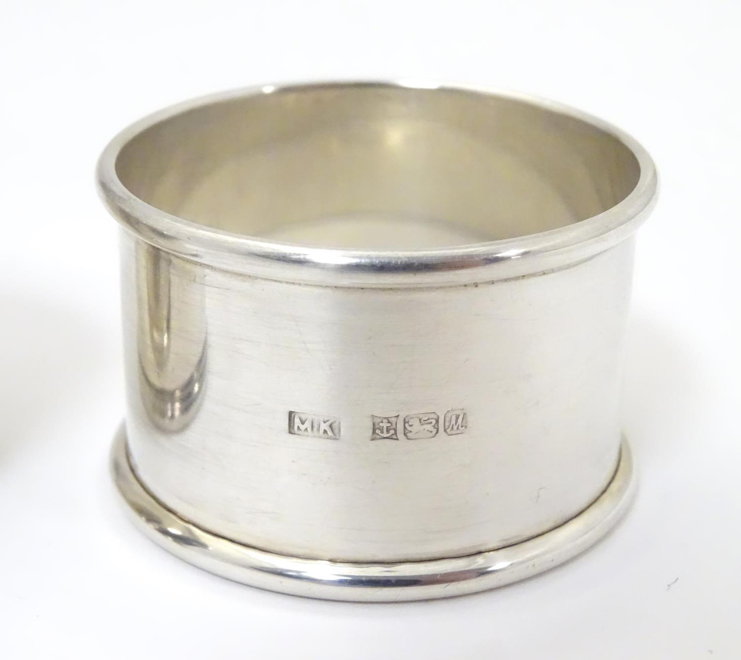Two silver napkin rings, one hallmarked London 1844, the other Birmingham 1986 (2) Please Note - - Image 5 of 6