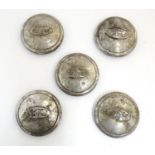 Vintage cars, motoring: a set of 4 + 1 c1930s Ford locking hub caps, with chrome finish, each