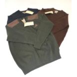Sporting / Country pursuits: 3 Laksen V neck jumpers, size 2 x XXL & L, new with tags, chest