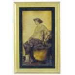 A 19th century lithograph depicting a seated classical maiden. Approx. 18" x 10" Please Note - we do
