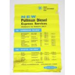 A British Railways Western Region poster advertising New Pullman Diesel Express Services starting