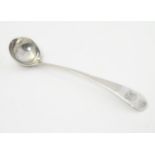 A Geo III silver old English pattern salt spoon, hallmarked London 1801 maker GW 4 1/2" long