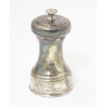 A silver pepper mill / grinder, hallmarked Sheffield 1964 maker James Dixon & Sons. 3 1/2" high