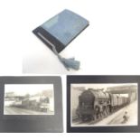 Railway Interest: An early 1950s photograph album containing monochrome photographs of steam trains,