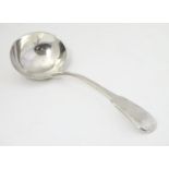 A Geo III silver fiddle pattern sauce ladle hallmarked London 1799 maker William Ely and William