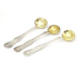 Three Scottish silver mustard Spoons, Two hallmarked Glasgow 1840 maker John Murray, the other
