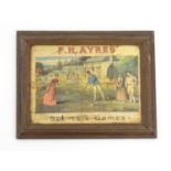 Croquet: a framed advertisement for F.H. Ayres, manufacturer of Sports and Games, with central