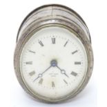 A silver plate cased clock / timepiece , the enamel dial marked Hry Marc Paris. Approx 3 1/2" high