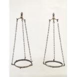 A pair of Arts & Crafts hanging / pendant light frames in the manner of WAS Benson. Approx. 7"