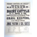 A Victorian auction advertising poster, Hill House Farm, Souldern, Oxon: livestock and over 100