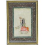A 19th century Indian School watercolour depicting a woman dancing. Approx. 8" x 4 3/4" Please