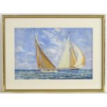 E. Hewett, 20th century, Marine School, Watercolour, Two sailing boats racing at sea, Signed and