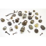 A quantity of assorted Victorian and later padlocks, to include some military examples with the