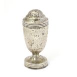 A Victorian silver pepperette / muffineer raised on circular base, hallmarked London 1895, maker