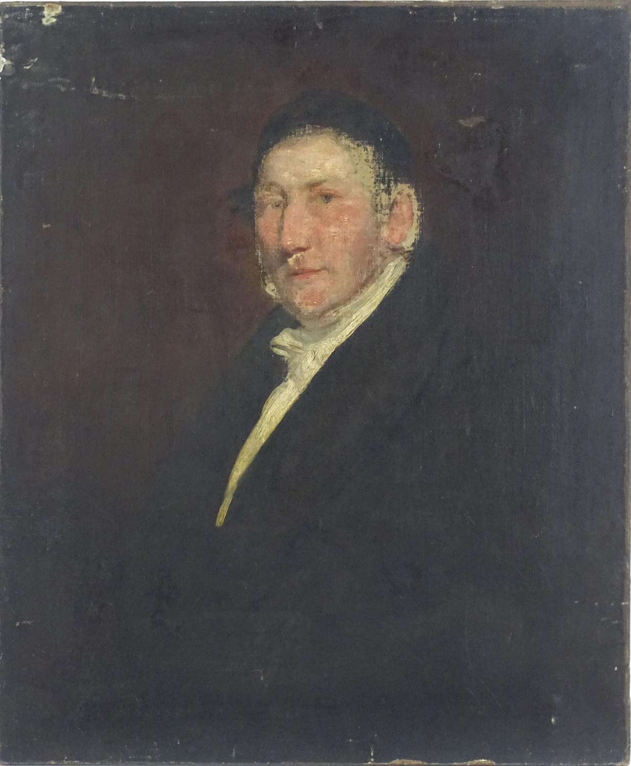 19th century, English School, Oil on canvas, A portrait of a Gentleman. Approx. 30" x 24 3/4" Please - Image 3 of 4