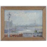 Indistinctly signed, possibly A. Fowle, 20th century, Oil on board, Battersea and the Thames, A view