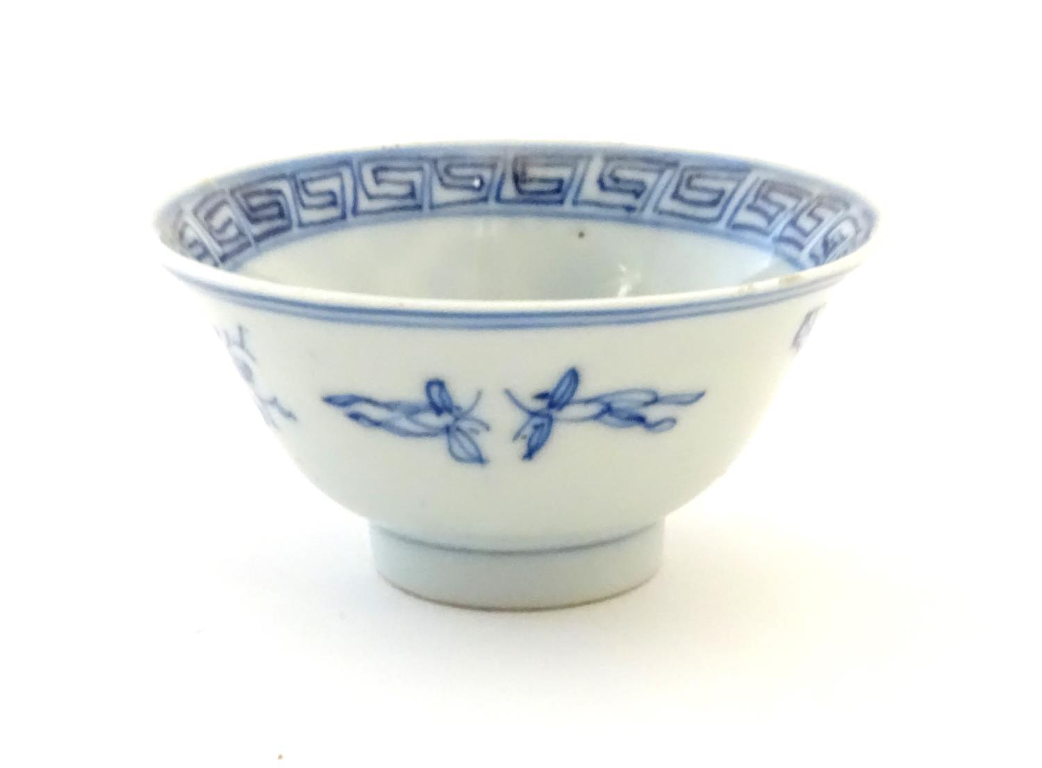 Three assorted Oriental blue and white wares to include sake cup, tea bowls etc. Character marks - Image 7 of 12