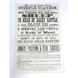 Local Interest: a Victorian auction advertising poster, The Great Ponds Farm, Steeple Claydon,