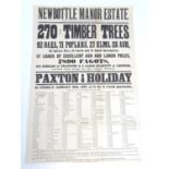 A Victorian auction advertising poster, Newbottle Manor estate, Banbury, Oxon: 270 prime timber