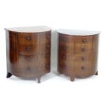 A matched pair of early / mid 19thC mahogany demi-lune commode cabinets attributed to Gillows , both