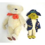 Toys: Two Merrythought bears, comprising a white teddy bear with plush fur, tartan pads and