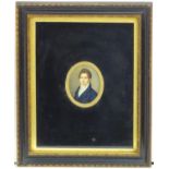 An early 19thC oval watercolour and body colour portrait miniature depicting Samuel Aspinwall