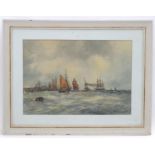 Aubrey Ramus, 20th century, Marine School, Watercolour, A shipping scene with boats in choppy